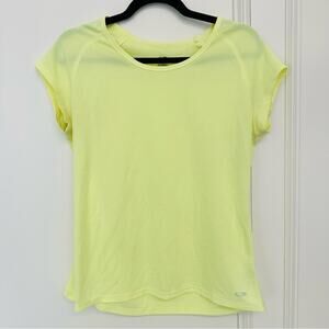 Champion Neon Yellow Short Sleeve Athletic T Shirt Size Large Crewneck Dri Fit
